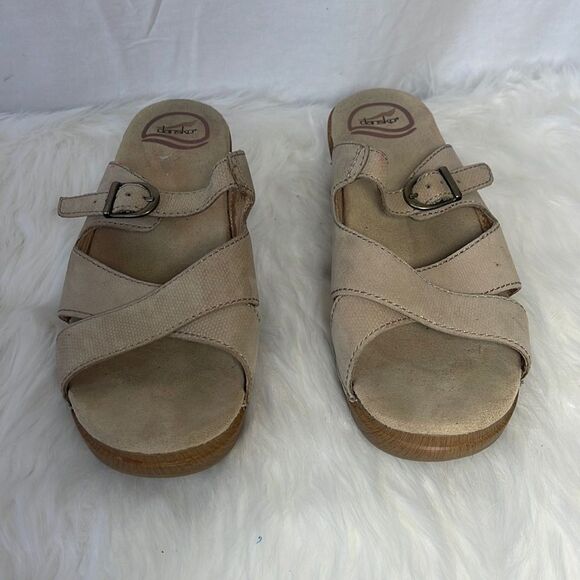 Dansko Beige Nubuck Woodgrain Mule Slide Sandals Sz 40/US. 9.5-10 - Picture 2 of 10
